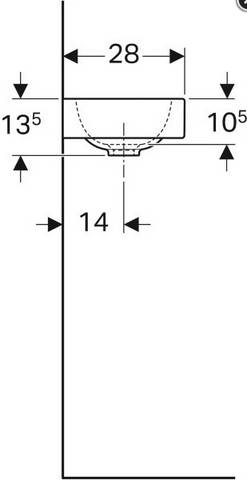 Geberit Handwaschbecken iCon mit Hahnloch R, ohne ÜL 380x280mm weiß