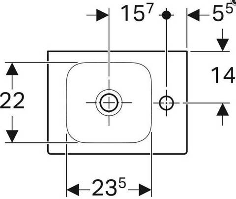 Geberit Handwaschbecken iCon mit Hahnloch R, ohne ÜL 380x280mm weiß