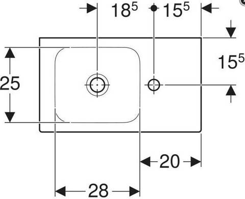 Geberit Waschtisch iCon m HL u Ablage R o ÜL 530x310mm weiß