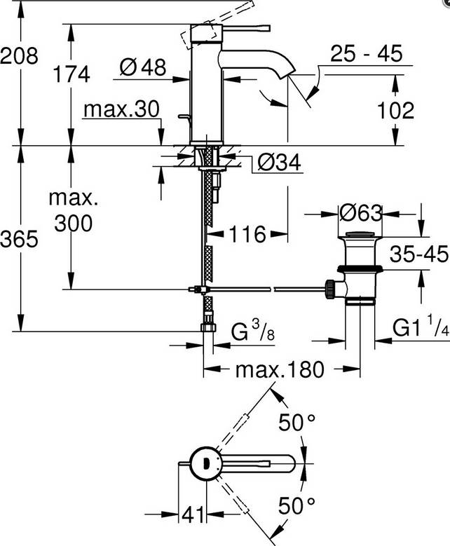 GROHE Einhand-Waschtischbatterie Essence 24171_1 S-Size supersteel