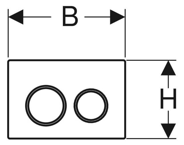 Geberit Omega20 Betätigungsplatte für 2-Mengen-Spülung: Platte und Tasten: hochglanz-verchromt, Designringe: mattverchromt
