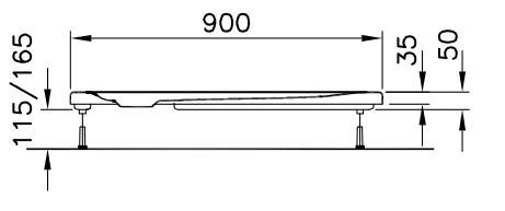 M100 Acryl Brausewanne 900x900x25mm weiß