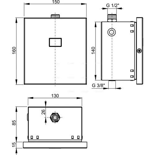 Alcadrain ASP4K Automatischer Urinal-Spüler, Metall, 12 V (Netzversorgung) Alcadrain ASP4K Automatischer Urinal-Spüler, Metall, 12 V (Netzversorgung)