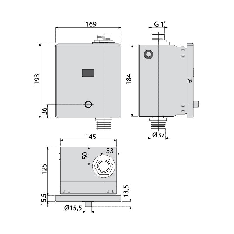 Alcadrain ASP3-KT Automatischer WC-Spüler mit manueller Steuerung, Metall, 12 V (Netzversorgung)