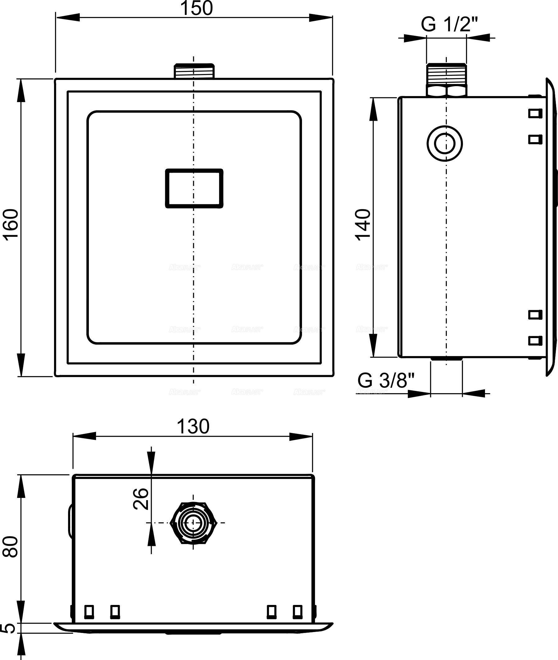 Alcadrain ASP4 Automatischer Urinal-Spüler, verchromt, 12 V (Netzversorgung)