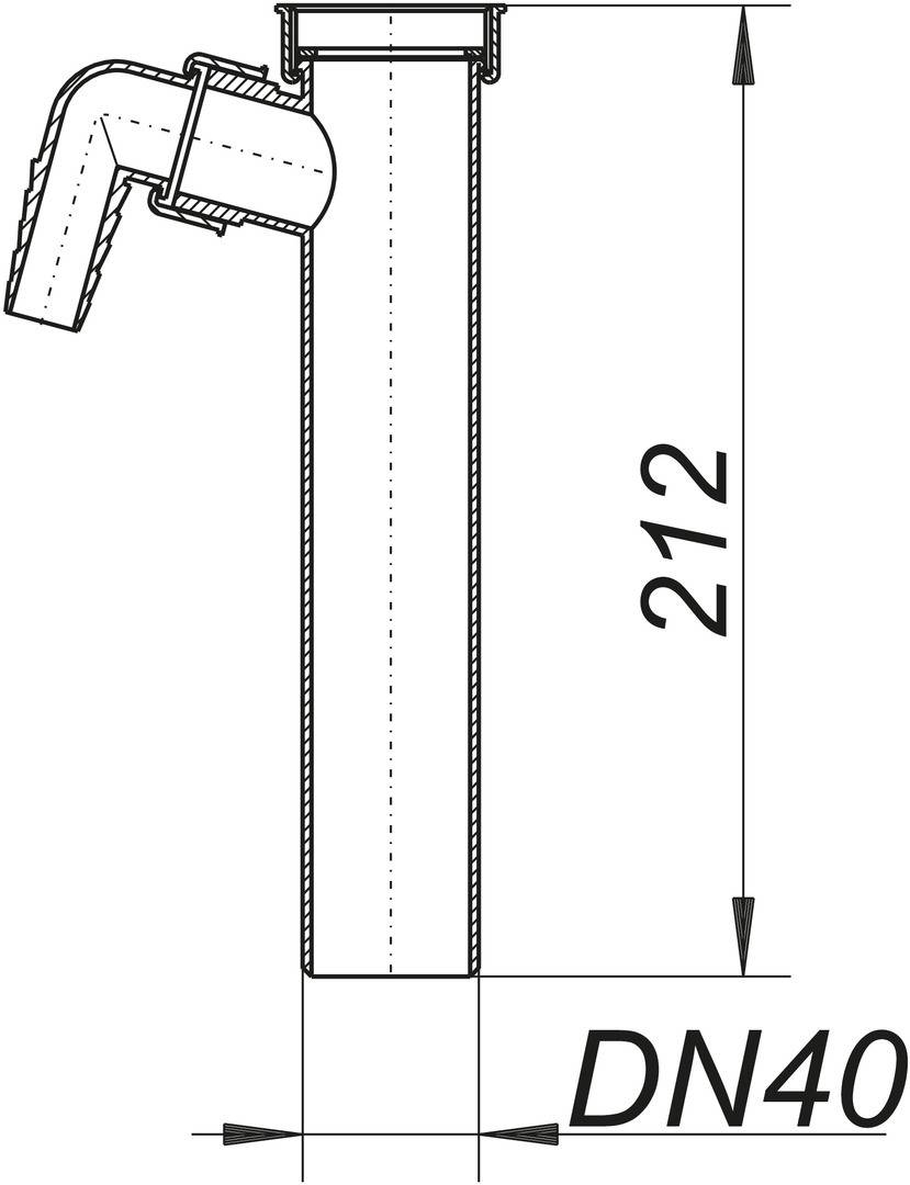 Dallmer Tauchrohr 010/1 m einer Winkelschlauchtülle 11/2 xDN 40