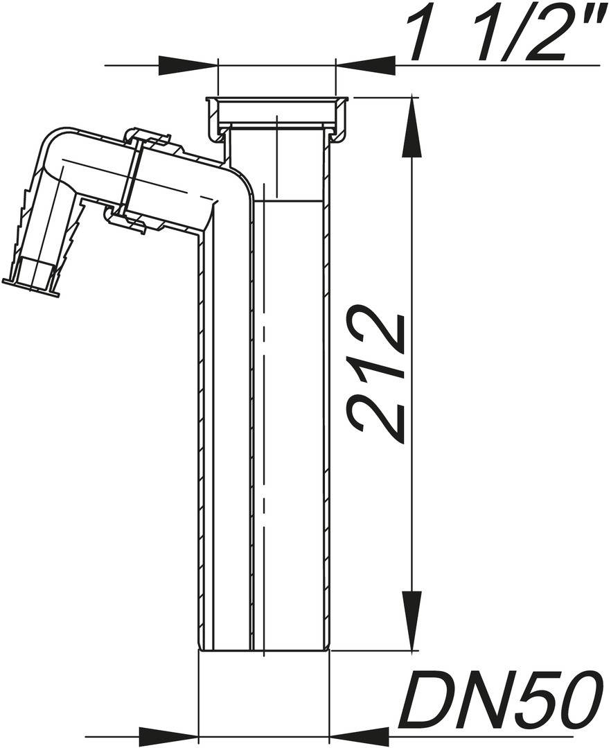 Dallmer Tauchrohr 010/1 m einer Winkelschlauchtülle 11/2 xDN 50