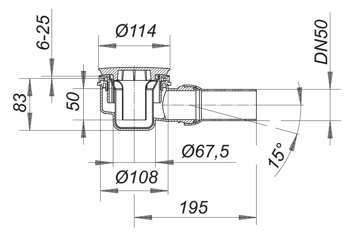 Dallmer Brausewannenablauf Orio DN 50 Haube edelstahl