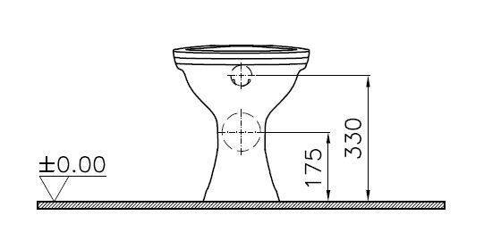 Vitra O100 Stand-Tiefspül-WC spülrandlos, Abgang waagerecht, weiß