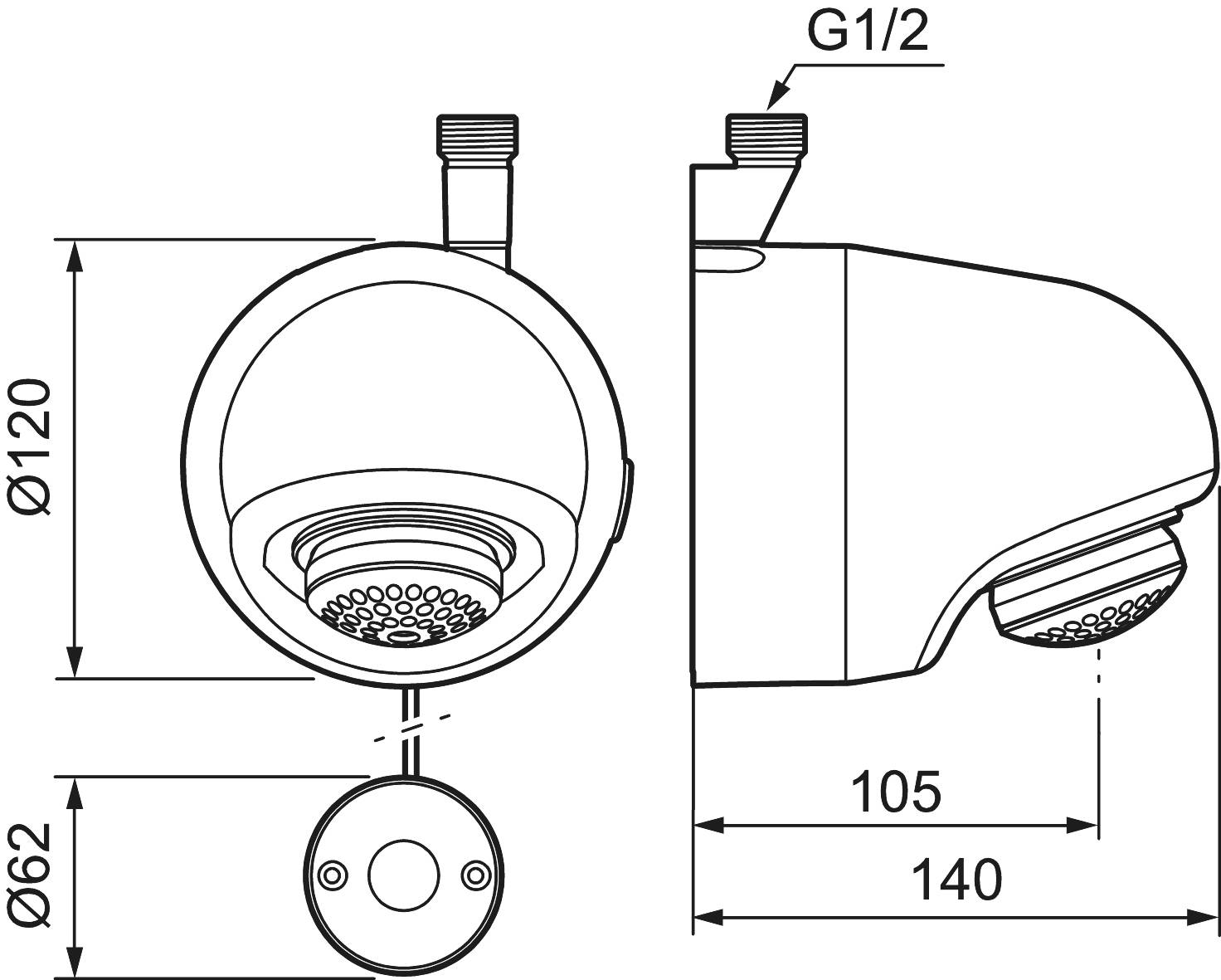 MORA tronic Compact Duschkopf WMS, f. vorgemischtes Wasser, Anschluss von oben Batterieb.