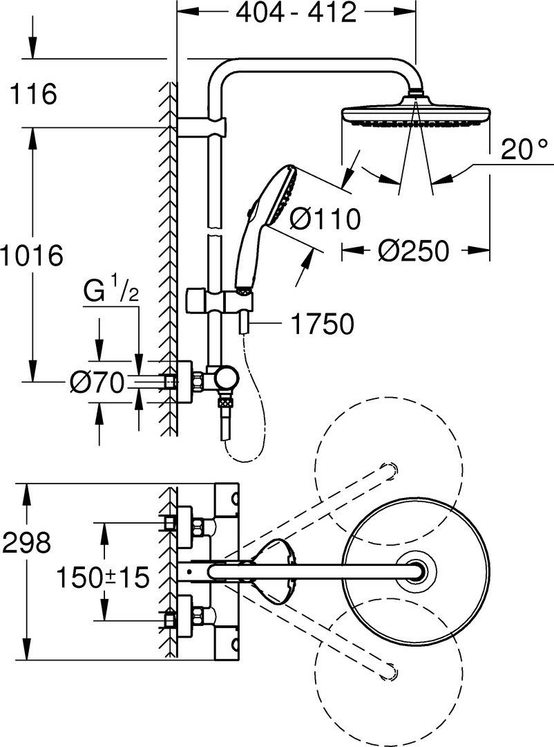 GROHE Duschsystem Tempesta 250 26670_1 Brause-THM KB Tempesta 250 chrom