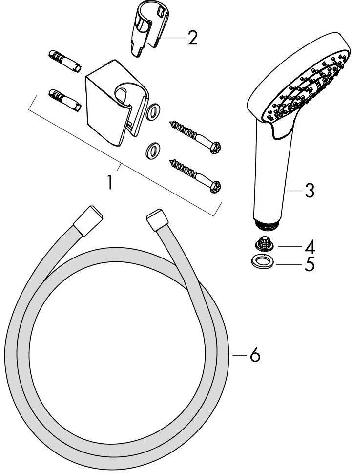 HG Brauseset Croma Select S Vario Porter Brauseschlauch 1250mm weiß/verchromt