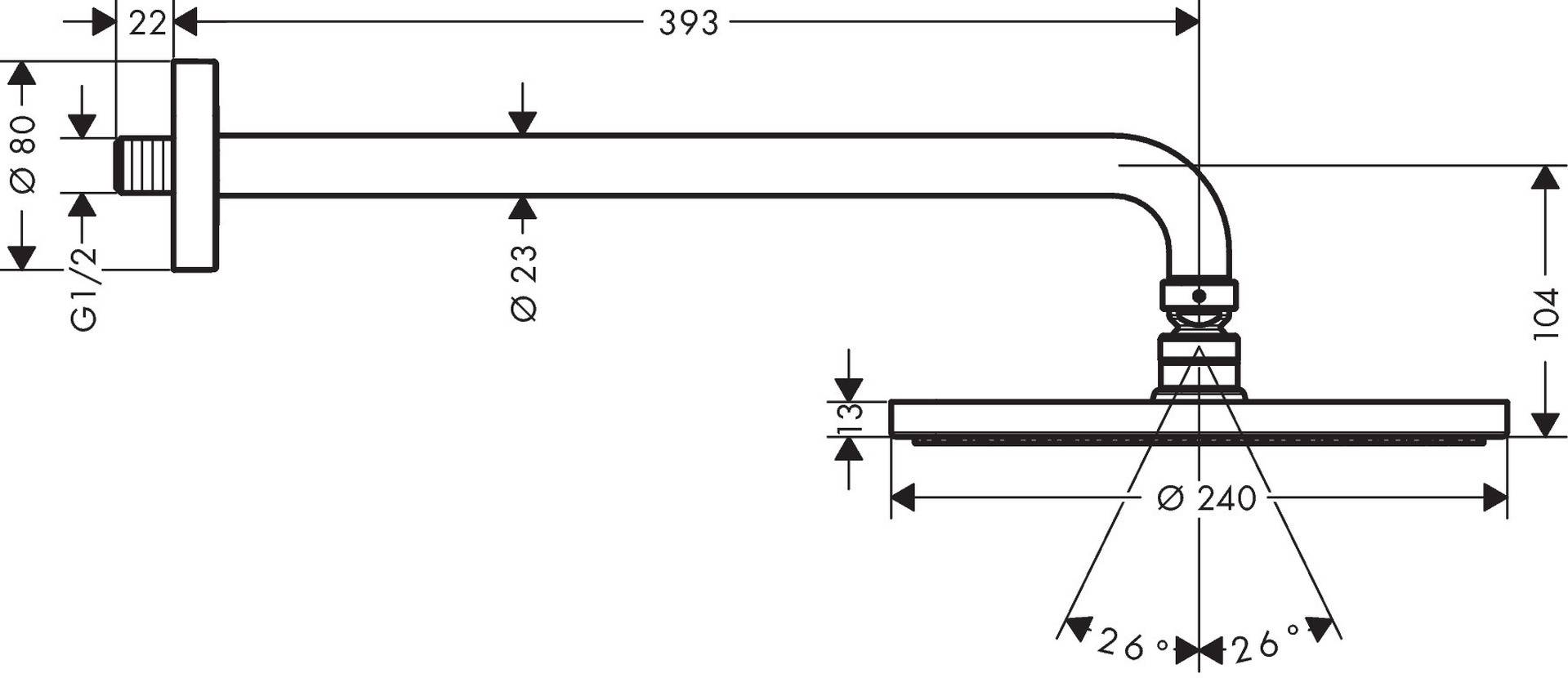 HG Kopfbrause Raindance S 240 1jet PowderRain m Brausea. 390mm chrom