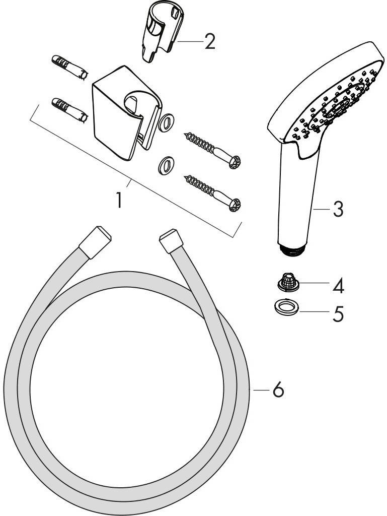 HG Brauseset Croma Select E Vario Porter Brauseschlauch 1250mm weiß/verchromt