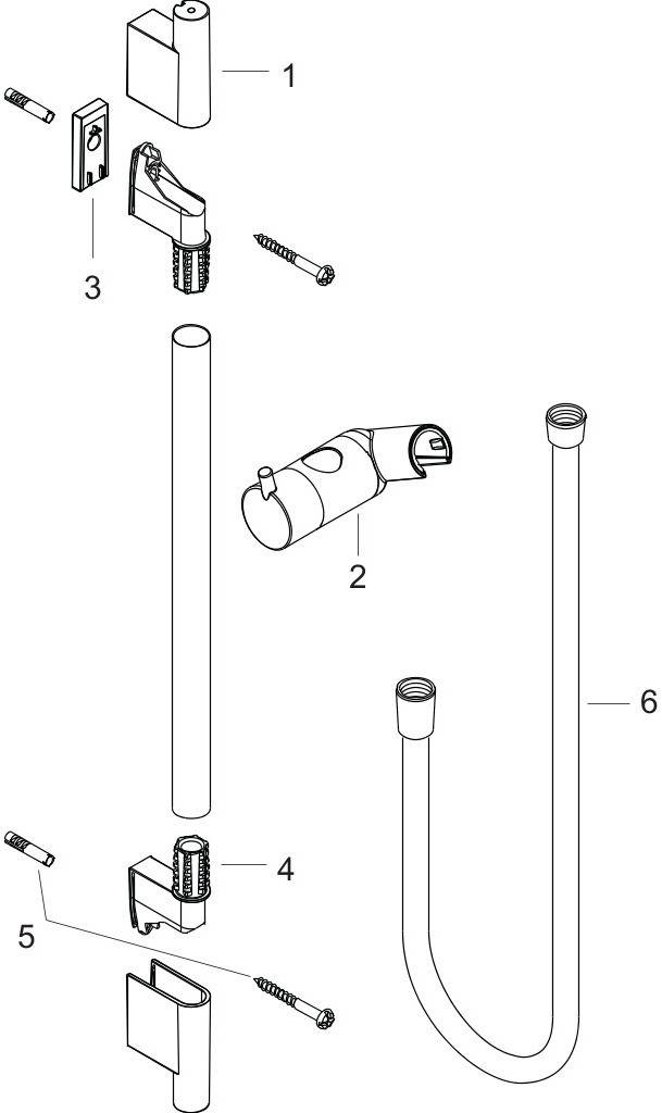 HG Brausestange UnicaS Puro m Isiflex'B BRS 1,6m 900mm verchromt