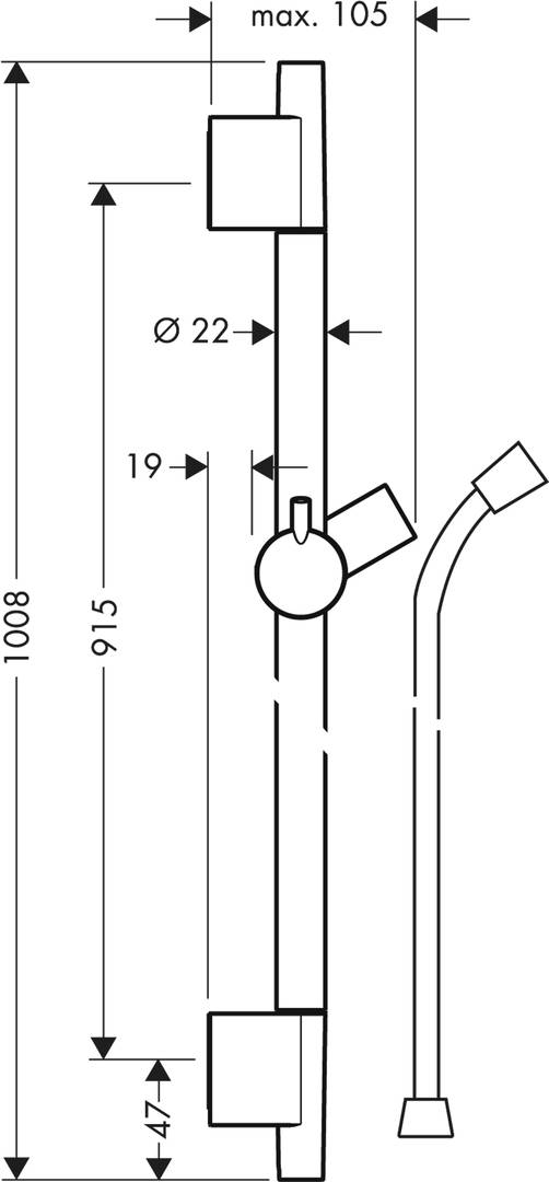 HG Brausestange UnicaS Puro m Isiflex'B BRS 1,6m 900mm verchromt
