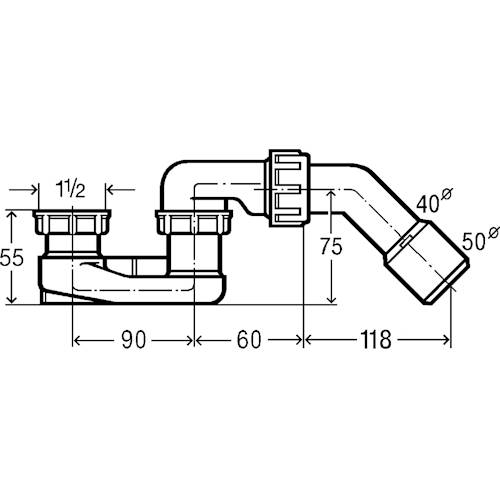 Schröder Geruchsverschluß 1 1/2" Ablaufbogen 45° Modell 6887.45