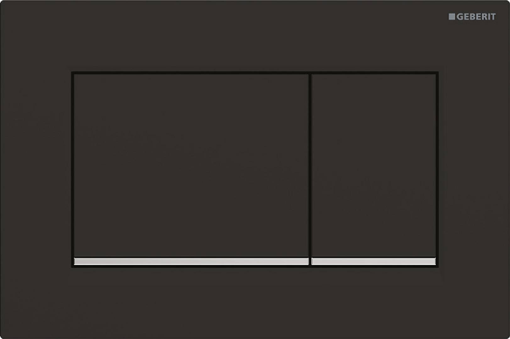 Geberit Betätigungsplatte Sigma30 schwarz matt lackiert, Streifen hochglanz verchromt