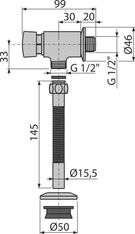 Alcadrain ATS001 Druckspüler für Urinal Chrom