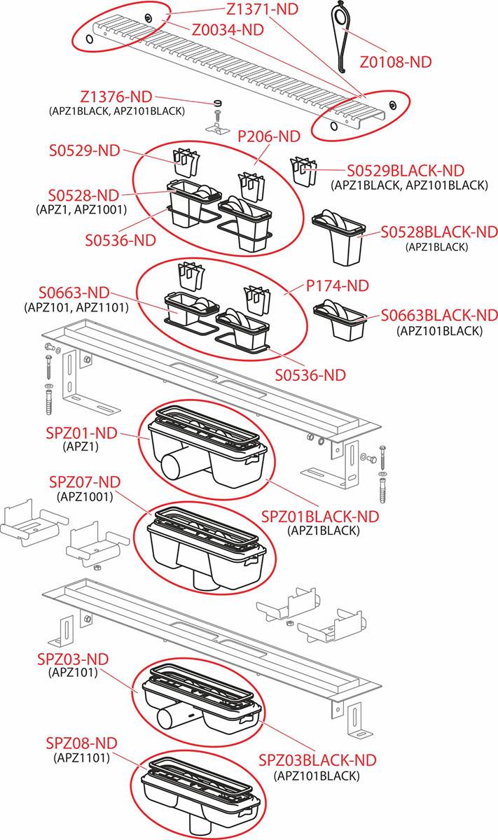 AlcaDrain Duschrinne APZ101 Duschrinne low Abfluss Waagerecht 1150 mm