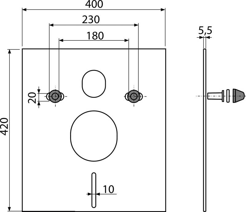 alcadrain Schallschutz für Wand-WC und Bidet mit Zubehör und Chromabdeckung