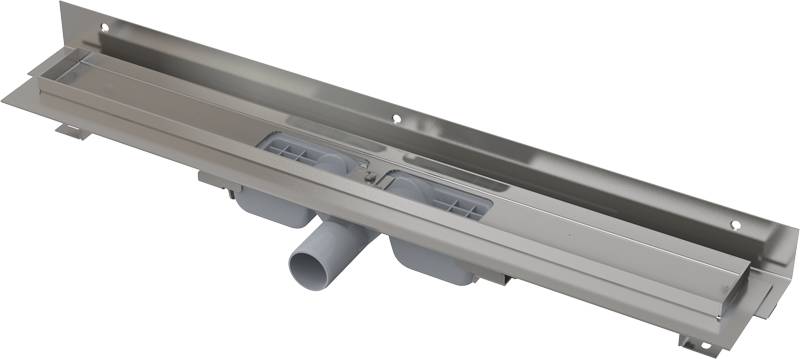 Alcadrain APZ104 Flexible Low Duschrinne mit Rand für den perforierten Rost und mit einstellbarem Kragen zur Wand 850 mm