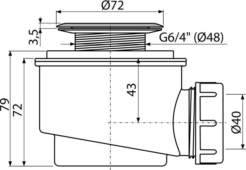 Alcadrain Ablaufgarnitur für die Duschwannen, Ablauf 50 mm, DN 40, Siphon-Abdeckung Ø 72 mm, Metall, Edelstahl-Glanz