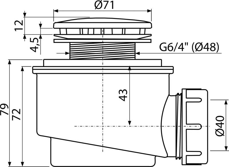 Alcadrain A47B-50 Ablaufgarnitur für die Duschwannen, Weiß-Glanz Ø 50