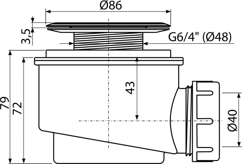 Alcadrain A46-60 Ablaufgarnitur für die Duschwannen mit Edelstahlgitter Ø 60