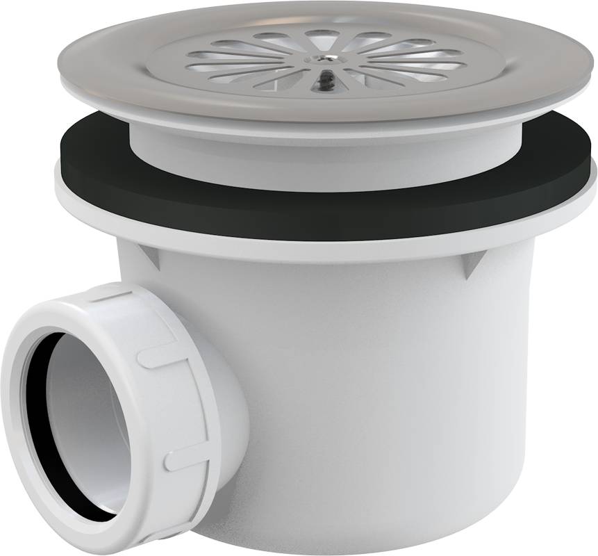 Alcadrain A48 Ablaufgarnitur für die Duschwannen mit Edelstahlgitter Ø 90