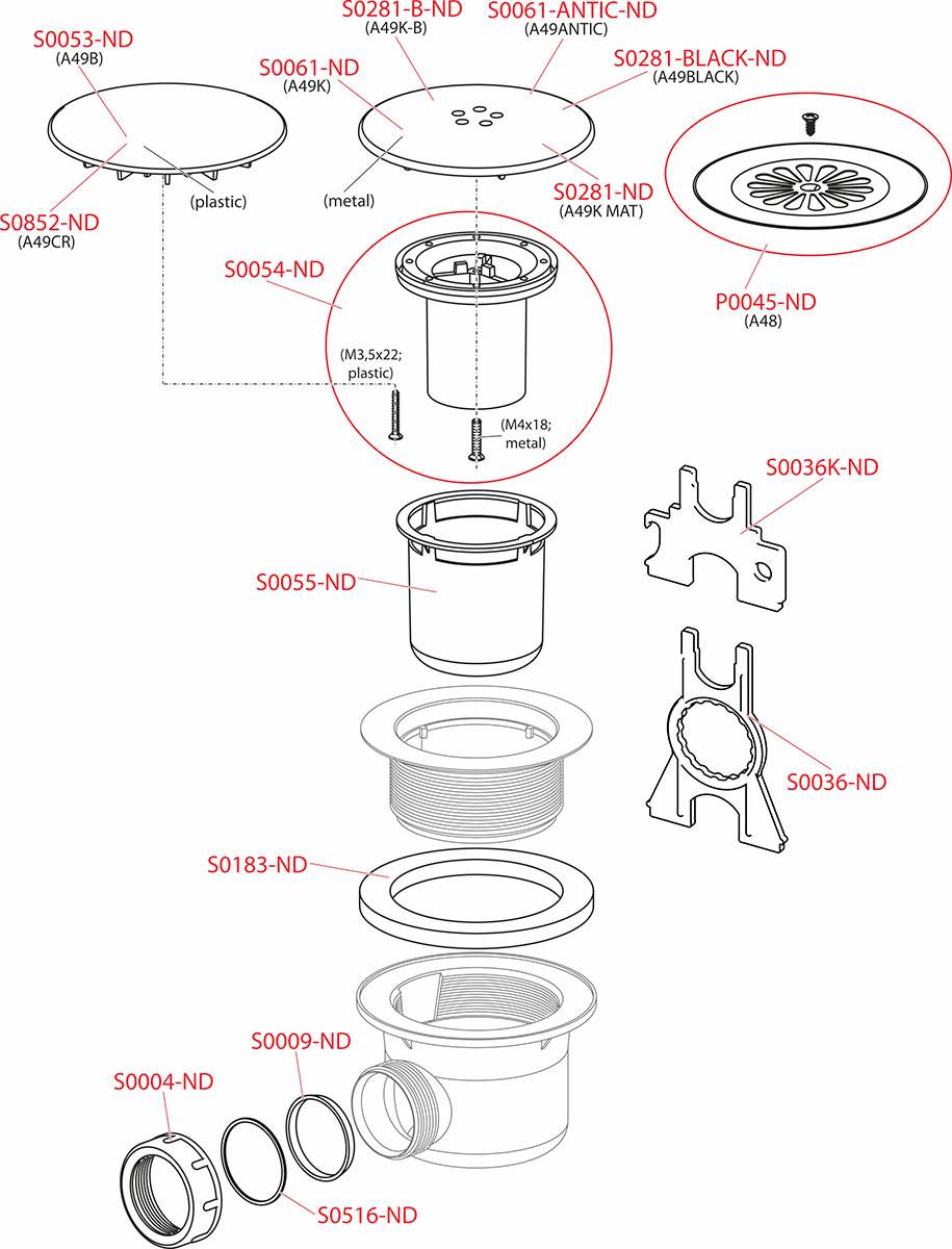 Alcadrain A49CR Ablaufgarnitur für die Duschwannen, verchromt Ø 90