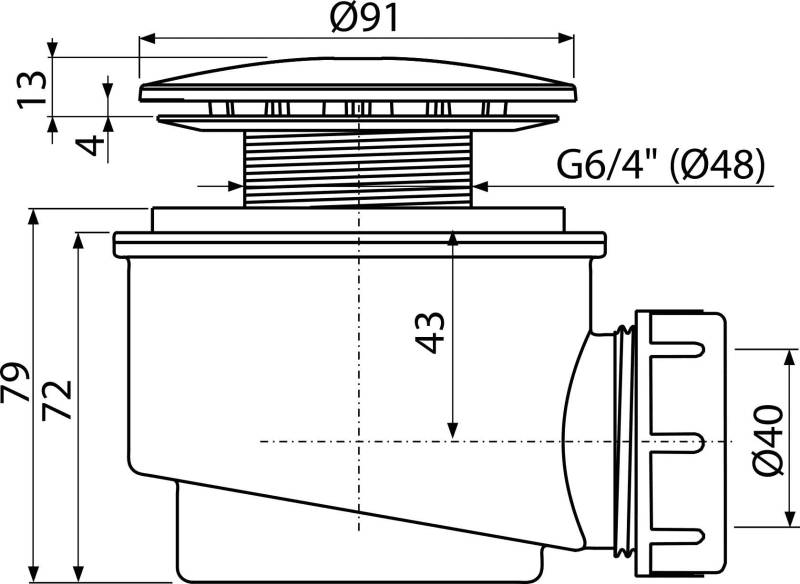 Alcadrain Ablaufgarnitur für die Duschwannen, Ablauf 60 mm, DN 40, Siphon-Abdeckung Ø 91 mm, Kunststoff, Weiß-Glanz