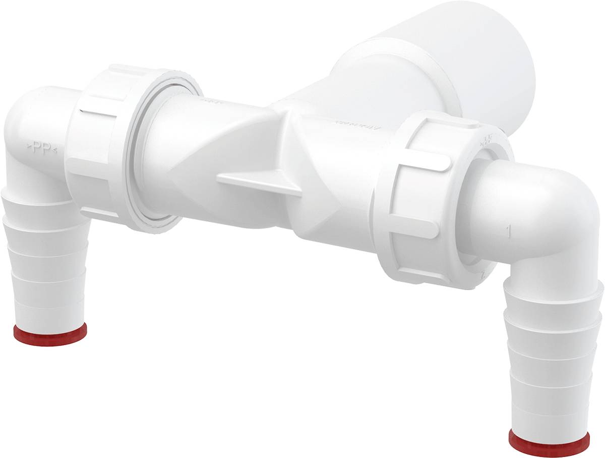Alcadrain P155Z Doppelanschluss komplett DN40 / DN32 17 –23 mm Schlauchanschluss mit Rückschlagklappen