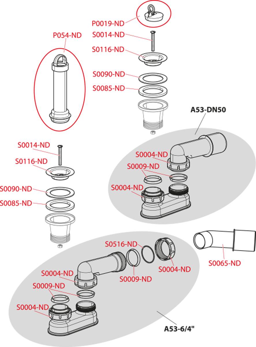 Alcadrain A461-50 Ablaufgarnitur für die Duschwannen mit Geruchsverschluss Ø 50