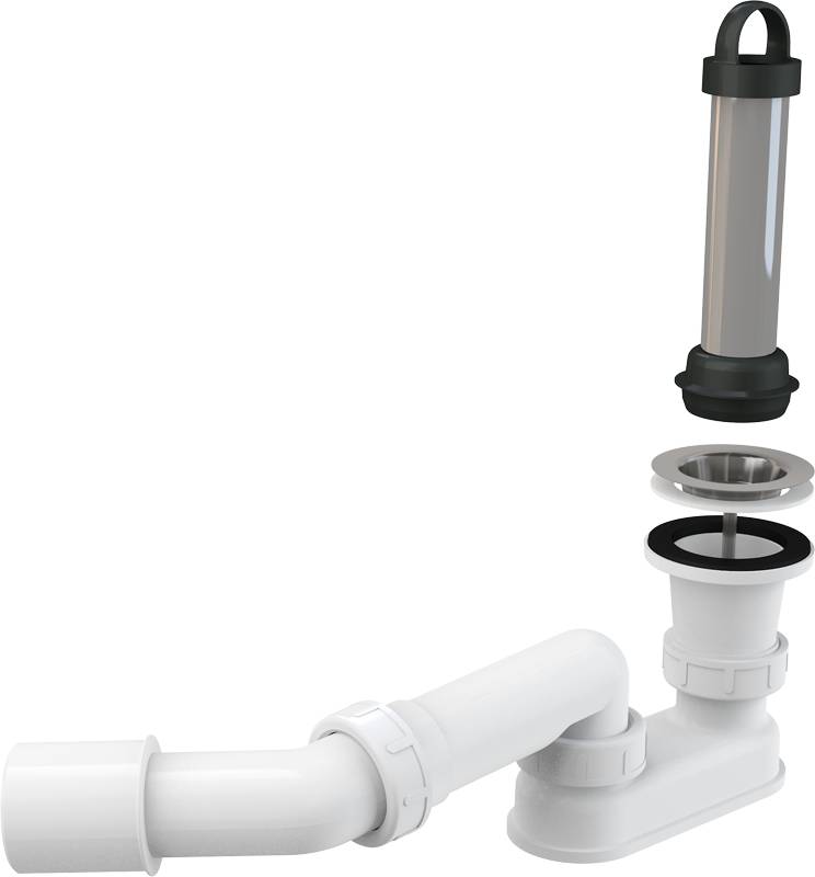 Alcadrain A462-50 Ablaufgarnitur für die Duschwannen mit Geruchsverschluss und Ablaufbogen Ø 50