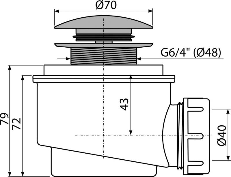 Alcadrain A465C-50 Ablaufgarnitur CLICK/CLACK für die Duschwannen, Metall Ø 50