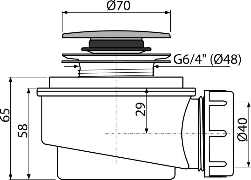 Alcadrain A476 Ablaufgarnitur CLICK/CLACK für die Duschwannen, verchromt Ø 50