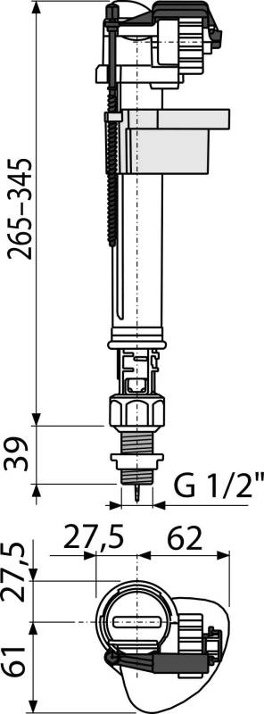 Alcadrain Füllventil A18-1/2" für Keramik-Spülkasten,Zulauf von unten, Metallgewinde