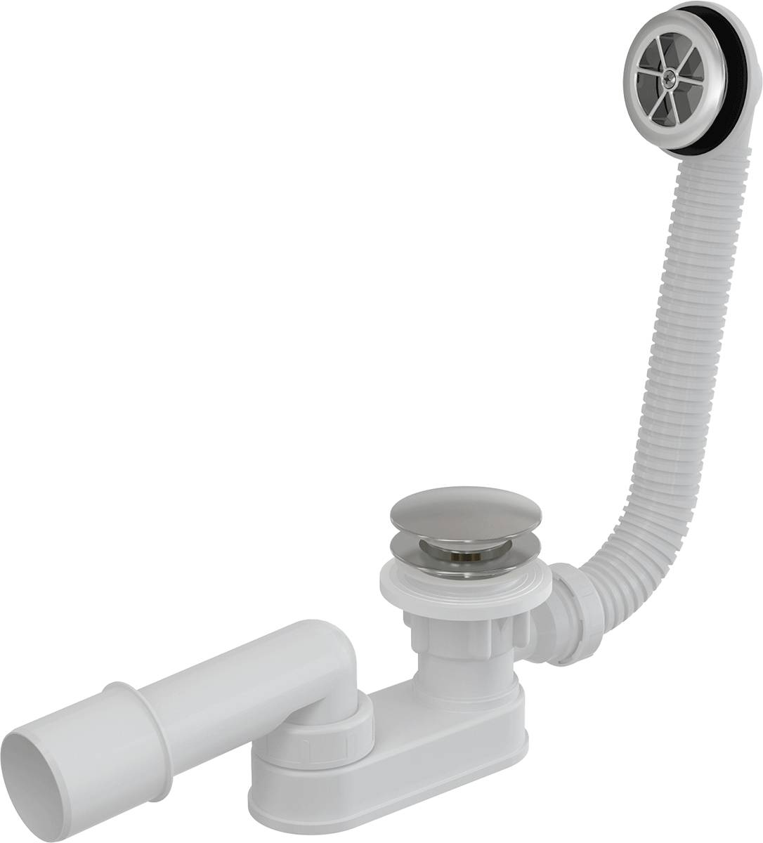 Alcadrain Ablaufgarnitur CLICK/CLACK für Duschwannen mit Überlauf, Metall