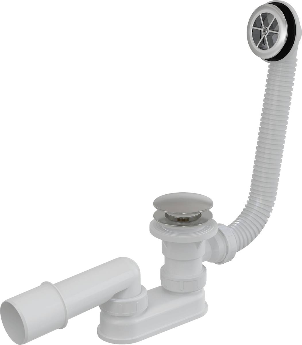 Alcadrain Ablaufgarnitur CLICK/CLACK für Duschwannen mit Überlauf, Metall