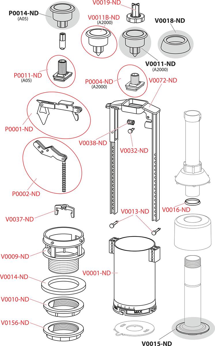 Alcadrain Ablaufventil mit STOP-Taste verstellbar