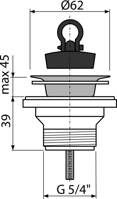 Alcadrain Ablaufventil für Waschbecken 5/4" mit einem Edelstahlgitter DN63