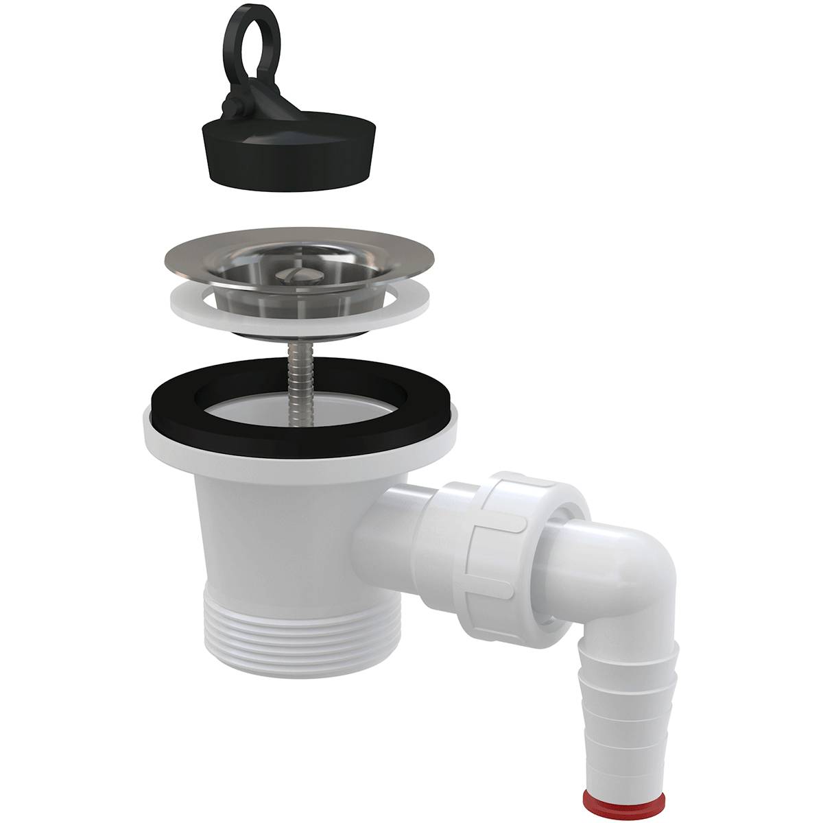 Alcadrain Ablaufventil für Waschbecken 6/4" mit einem Edelstahlgitter DN63 und einem Geräteanschluss