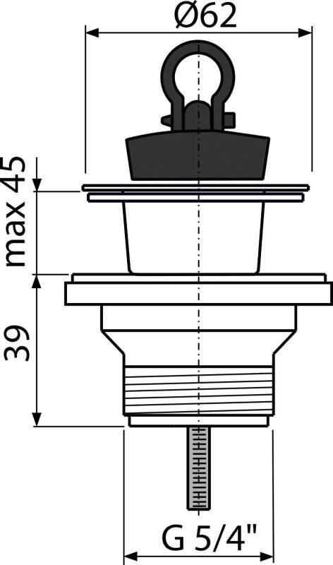 Alcadrain Ablaufventil für Waschbecken 5/4" mit einem Kunststoffgitter DN63