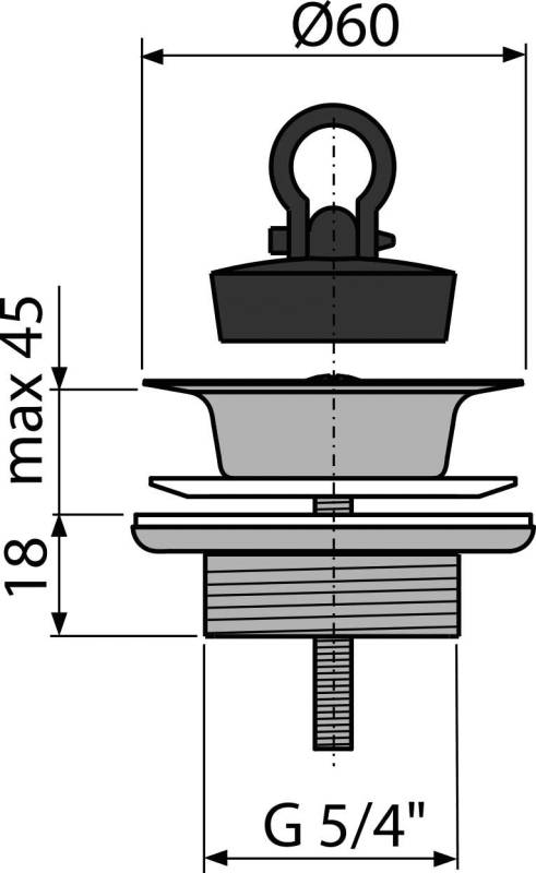 Alcadrain Ablaufventil für Waschbecken 5/4" Ganzmetall