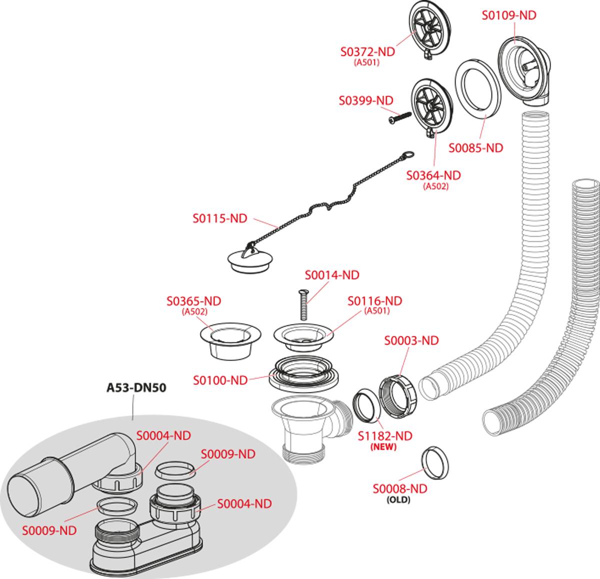 Alcadrain Badewannen Ab- und Überlaufgarnitur, verchromt