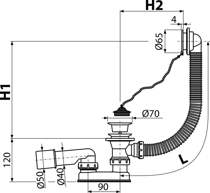 Alcadrain Badewannen Ab- und Überlaufgarnitur, weiß