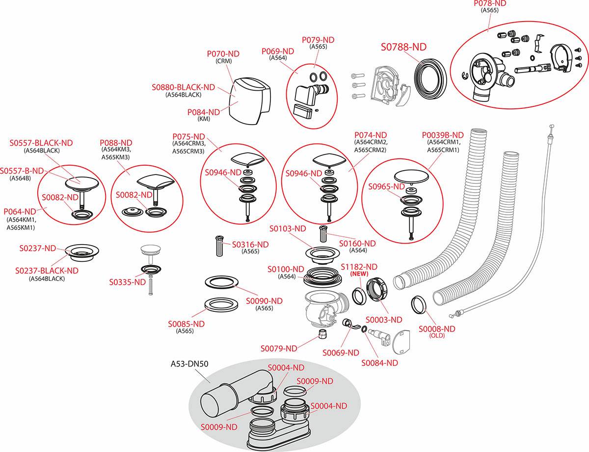 Alcadrain Badewanne Ab- und Überlaufgarnitur Automat mit einer Füllfunktion, Weiß glänzend