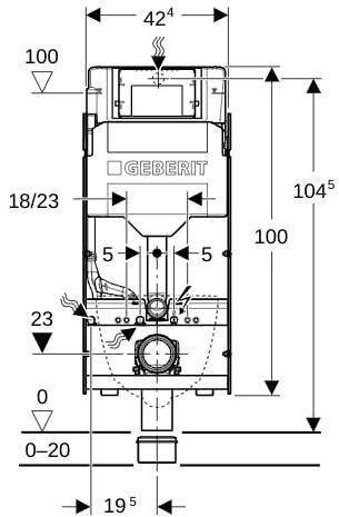 Geberit GIS Einbauelement für Dusch-WC, 114 cm mit Sigma UP-SPK 12 cm.