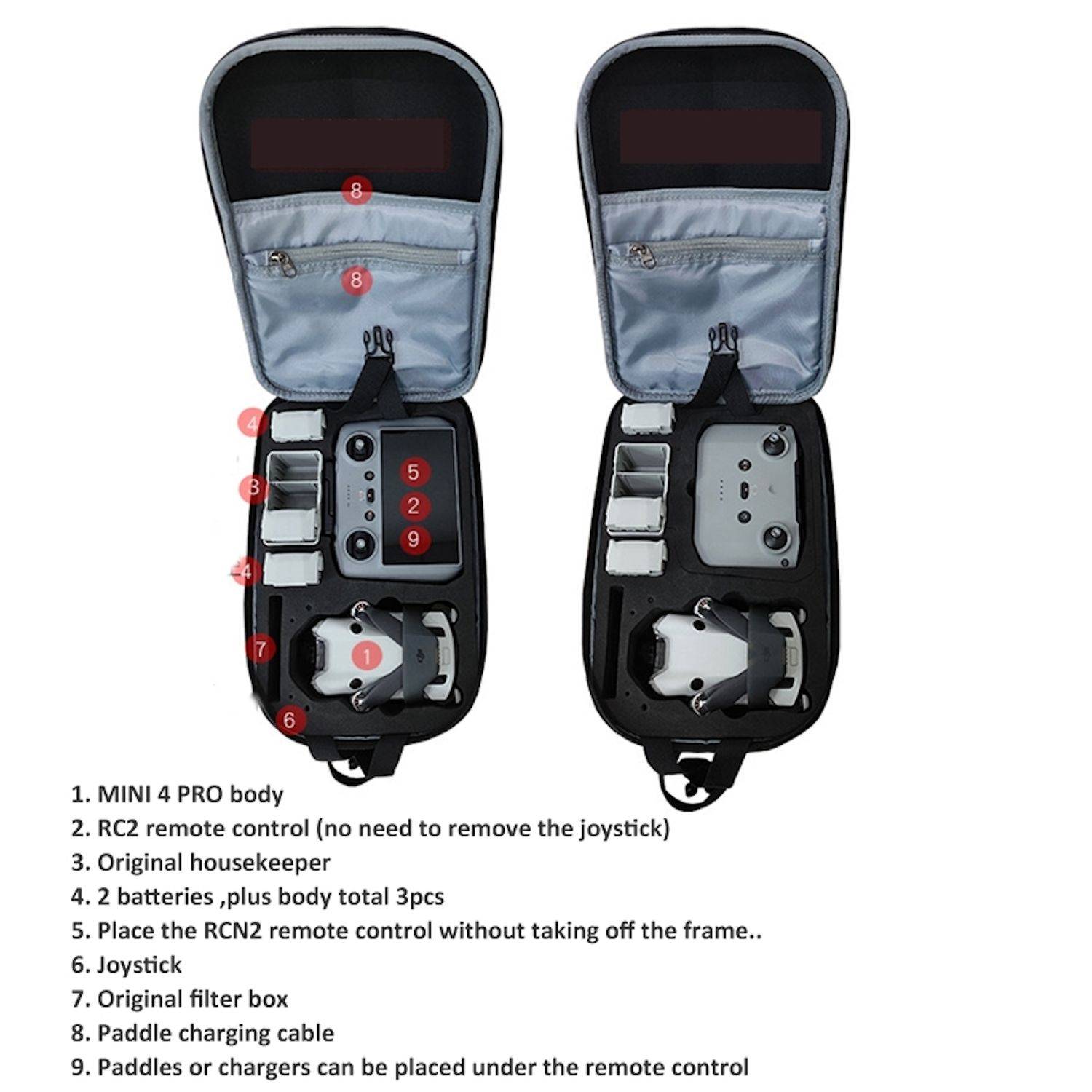 Für DJI Mini 4 Pro Brusttasche Umhängetasche Rucksack & Aufbewahrungsbox Schwarz